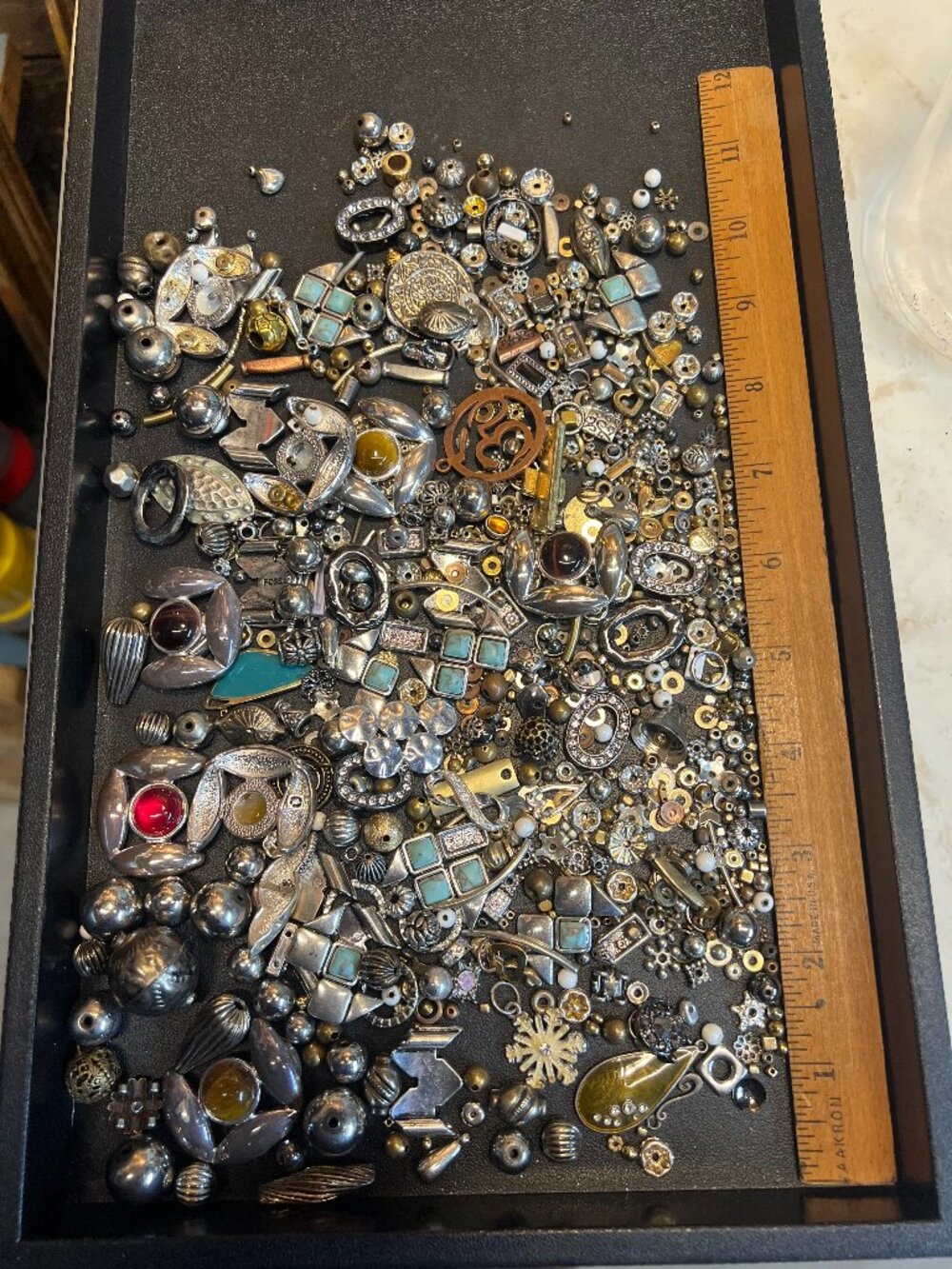 1lb metal or metallic bead mix Lot 12